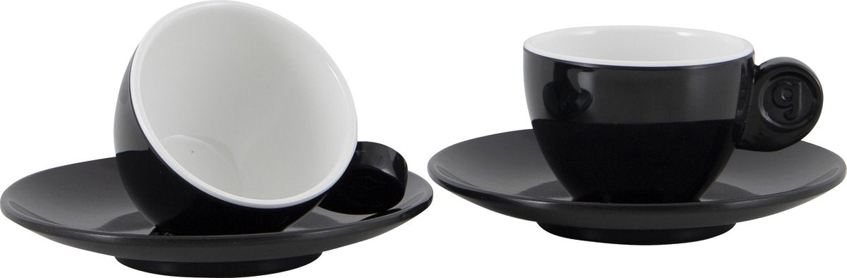 Gimex - ligne solide - service à expresso - noir et blanc - 85 ml - 2 pièces