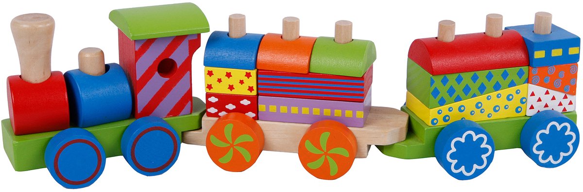 Train d'empilement en bois avec 2 wagons