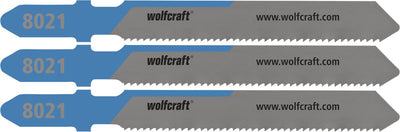 Wolfcraft - 3 lames de scie sauteuse pour acier jusqu'à 3 mm - coupe fine - HSS avec tige en T - idéale pour les tôles d'acier - 8021000