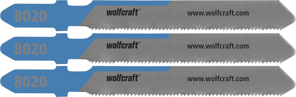 Wolfcraft - 3 lames de scie sauteuse pour acier jusqu'à 1 mm - coupe fine - tôle d'acier - 8020000