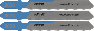 Wolfcraft - 3 lames de scie sauteuse pour acier jusqu'à 1 mm - coupe fine - tôle d'acier - 8020000