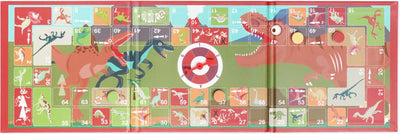 Jeu de société magnétique à gratter à emporter - plateau oie - dino - 58x18,5x0,5cm - 5 ans
