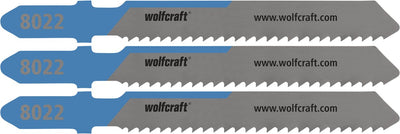 Wolfcraft - lames de scie sauteuse en acier 6 mm - 3 pièces - coupe fine - lame de scie sauteuse hss tige en T - 8022000