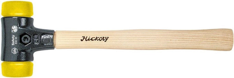 Wiha marteau de sécurité en plastique mi-dur mi-dur avec manche en hickory, tête d'impact ronde - 26643