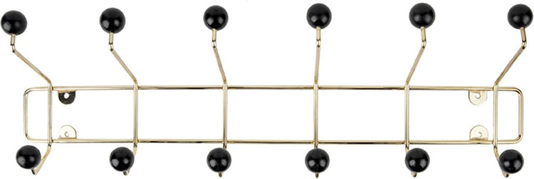 Present time porte-chapeau Saturne - or avec boules noires - 53,5x15x14cm - scandinave - porte-manteau mural - porte-manteau doré - porte-chapeau