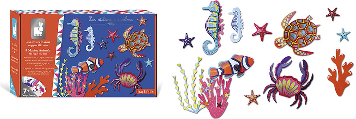 Janod - les ateliers du calme - Animaux marins 3D - set de bricolage