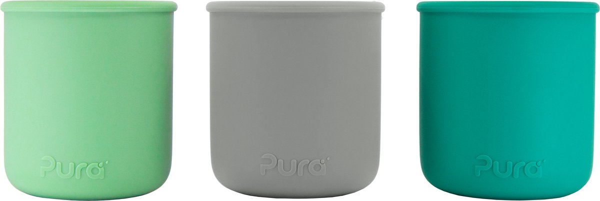 Pura my-my™ - silicone - gobelet - pack de 3 - menthe, gris et mousse