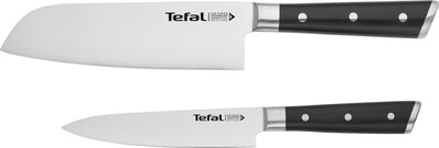 Set de couteaux Tefal Ice Force - 2 pièces - couteau santoku 16,5 cm - petit couteau 13 cm - acier inoxydable - durable