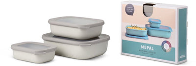 Mepal - coffret de conservation alimentaire cirqula multi bols - 500 + 1000 + 2000 ml - rectangulaire - blanc nordique