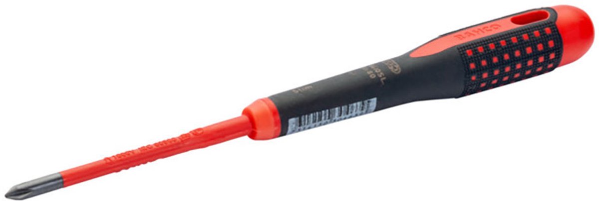Tournevis cruciforme isolé Bahco slim ergo™ avec manche tri-composant ph1 rouge