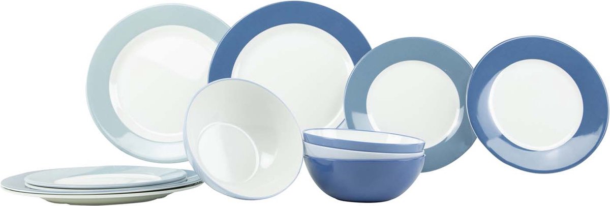 Gimex - ligne couleur - vaisselle - ciel - 12 pièces
