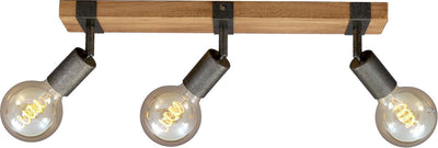 Briloner leuchten wood basic - plafonnier - spots rotatifs - 3xe27 max. 25w - matière : bois et métal - couleur : noir et gris métal