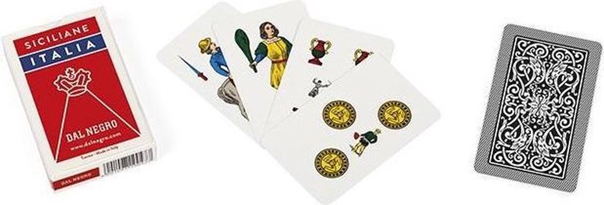 Cartes à jouer Siciliane 82 mm carton rouge 41 pièces