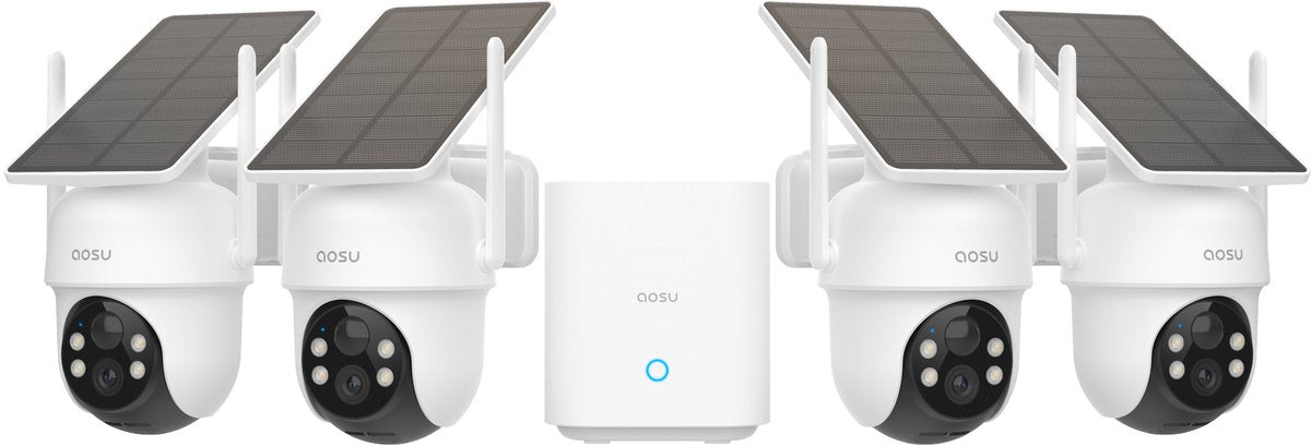 Kit classique Aosu solarcam d1 - 4 caméras de sécurité avec résolution 2k - Suivi AI avec vue à 360°