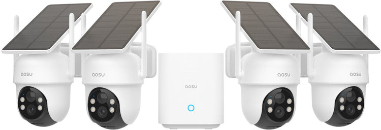 Kit classique Aosu solarcam d1 - 4 caméras de sécurité avec résolution 2k - Suivi AI avec vue à 360°
