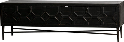 Woood legs Meuble TV table basse - bois de manguier - noir - 50x160x45 cm