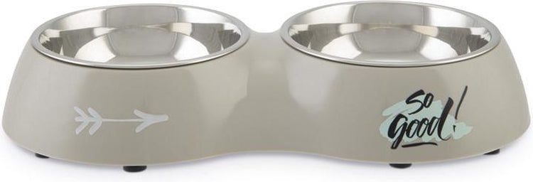 Beeztees so good - gamelle pour chien - plastique - gris - 34x17,5x5,5 cm