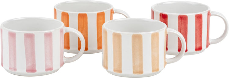 Léopold Vienne - tasse à café franca - lot de 4 - motif à rayures