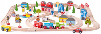Bigjigs en bois et terres en train en bois, 101dlg.