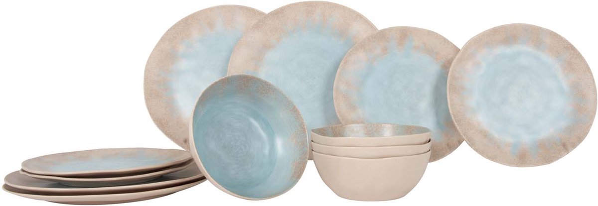 Vaisselle Gimex Stone Line - beige - 12 pièces