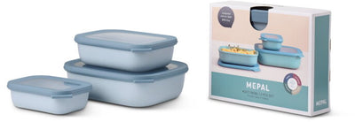 Mepal - coffret de conservation alimentaire cirqula multi bols - 500 + 1000 + 2000 ml - rectangulaire - bleu nordique
