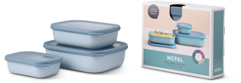 Mepal - coffret de conservation alimentaire cirqula multi bols - 500 + 1000 + 2000 ml - rectangulaire - bleu nordique