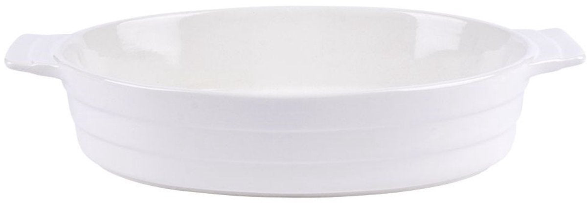 Merkloos sans marque premium keramische wit ovenschaal | met 1,5 liter capaciteit | ovale | vaatwasser veilig | hittebestendig tot 200 graden celsius | perfecte cadeauoptie voor bakliefhebbers | 31x18,5x6cm