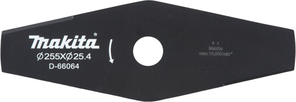 Makita couteau à gazon 2 dents acier deux dents pour faux et débroussailleuses 255 x 25,4 mm (d-66064)