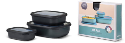 Mepal - coffret de conservation alimentaire multi bols cirqula - 500 + 1000 + 2000 ml - rectangulaire - noir nordique