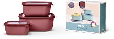 Mepal - coffret de conservation multi bols cirqula - 750 + 1500 + 3000 ml - rectangulaire - mauve vif