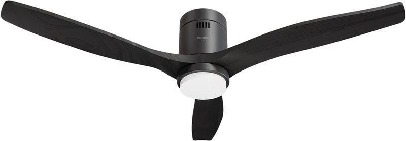 Ventilateur de plafond intelligent Hombli avec éclairage - ø132 cm - incl. télécommande - bois noir noir