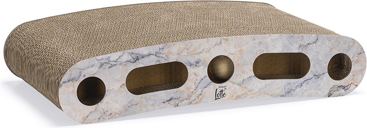 Conçu par lotte suvi carton à gratter - planche à gratter - balles incluses - herbe à chat incluse - beige - 46x25x9 cm