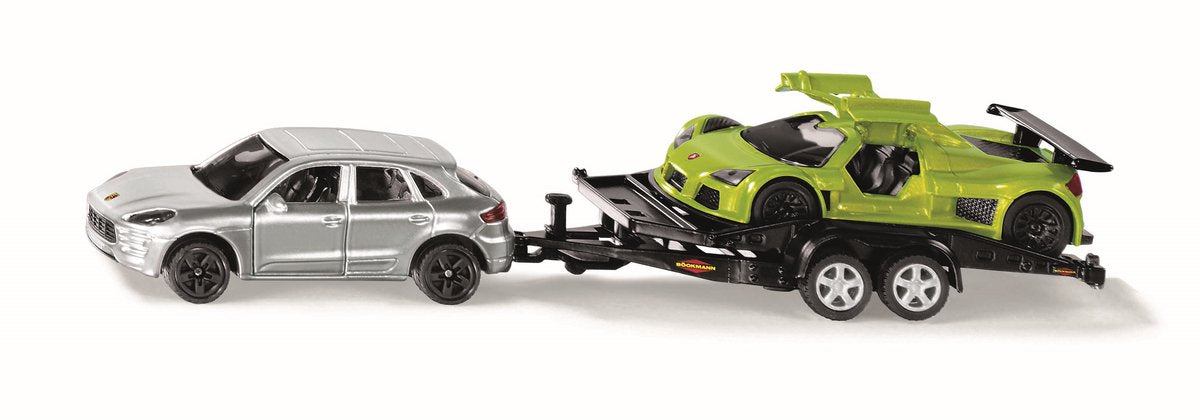 Voiture Siku avec remorque et voiture de sport (1:55)