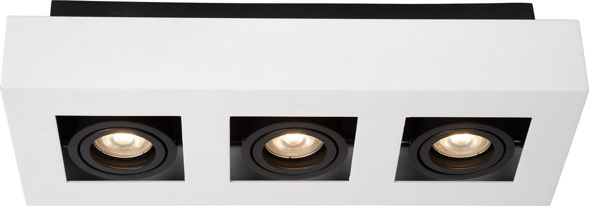 Lucide xirax - spot de plafond (plafonnier) - led dim to warm - gu10 - 3x5w 2200k 3000k - blanc