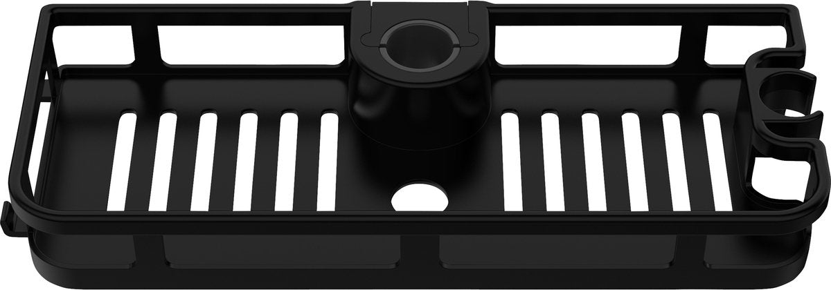 Wenko support de douche libertà noir 28x12cm - support de douche sans perçage - panier de douche