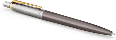 Stylo à bille Parker Jotter | peinture grise avec détails dorés | point moyen | encre bleue | emballage cadeau