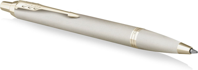 Stylo à bille Parker im monochrome | encre bleue | finition et détails couleur champagne | point moyen | avec coffret cadeau