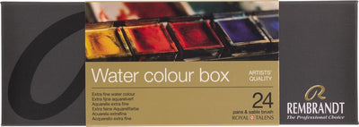 Ensemble métallique de peinture aquarelle Rembrandt | 24 casseroles + pinceau