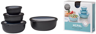 Mepal - coffret de conservation alimentaire cirqula multi bols - 350 + 750 + 1250 + 2250 ml - rond - noir nordique