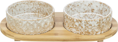 Trixie Ensemble d'alimentation du seau d'eau en céramique Bamboo White Nature