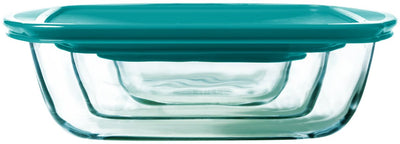 Pyrex - plat de cuisine rectangle avec couvercle lot de 3 pièces - verre borosilicate - transparent -