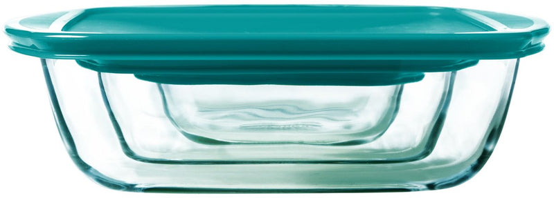 Pyrex - plat de cuisine rectangle avec couvercle lot de 3 pièces - verre borosilicate - transparent -