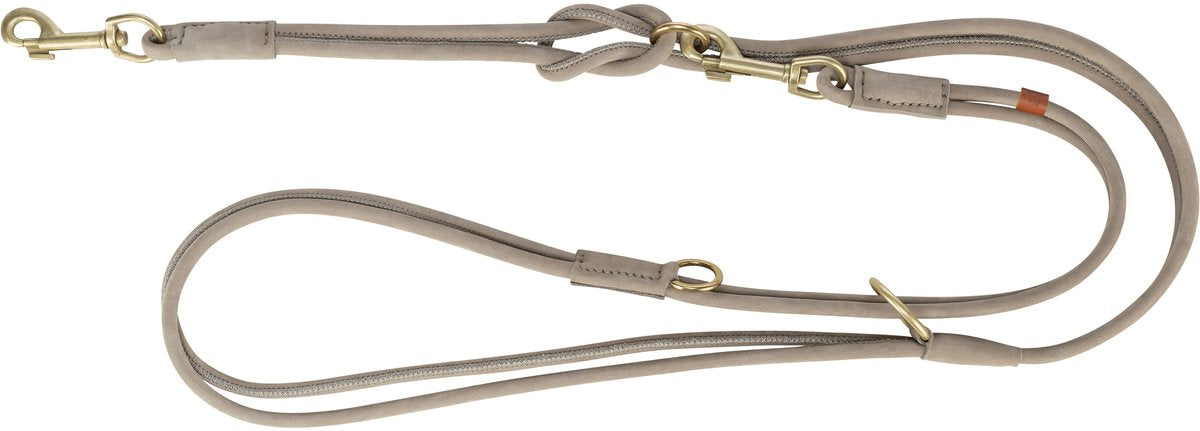 Trixie Dog Leash Pure réglable rond en cuir cousu gris clair