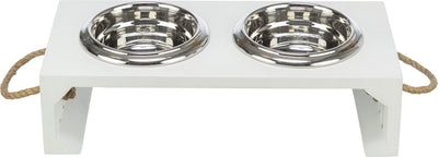 Trixie Be Nordic Set Nowing Bucket Water Bank Wood en acier inoxydable blanc