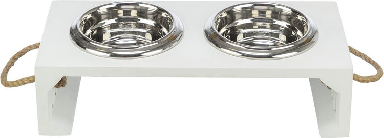 Trixie Be Nordic Set Nowing Bucket Water Bank Wood en acier inoxydable blanc
