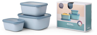 Mepal - coffret de conservation alimentaire cirqula multi bols - 750 + 1500 + 3000 ml - rectangulaire - bleu nordique