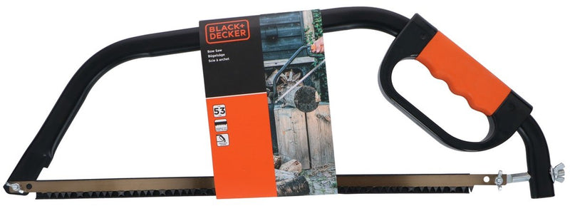 Scie à archet Black+decker bxgtto7032 - 21 53 cm - poignée confort souple - absorption des chocs - protection des articulations - acier - noir orange