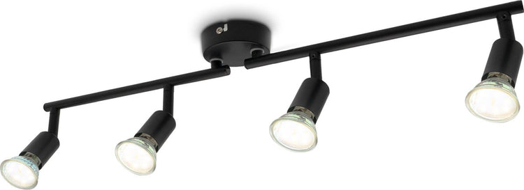B.K. lumière - spots de plafond noirs - spot de plafond - spots en saillie orientables - avec 4 points lumineux - avec sources lumineuses gu10