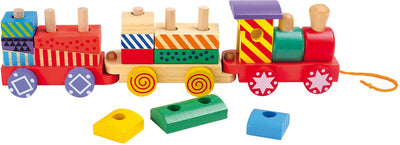 Train de blocs d'empilement en bois de petit pied, 16dlg.