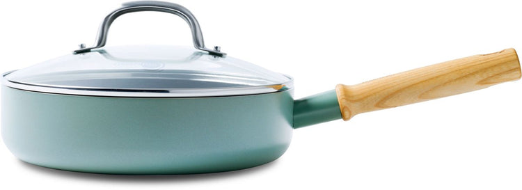 Sauteuse Greenpan Mayflower 24 cm - 2,6 l - revêtement antiadhésif sans PFA - poêle à induction - poêle en céramique - ne va pas au four - poignées froides - avec couvercle - bleu